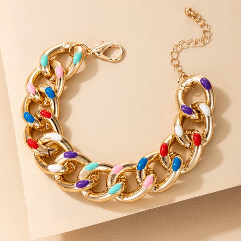 Luci Rainbow Chunky Chain Bracelet