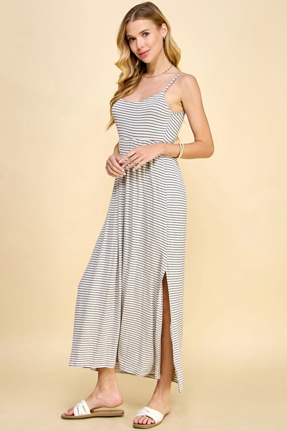 Soft Knit Midi Striped Dress