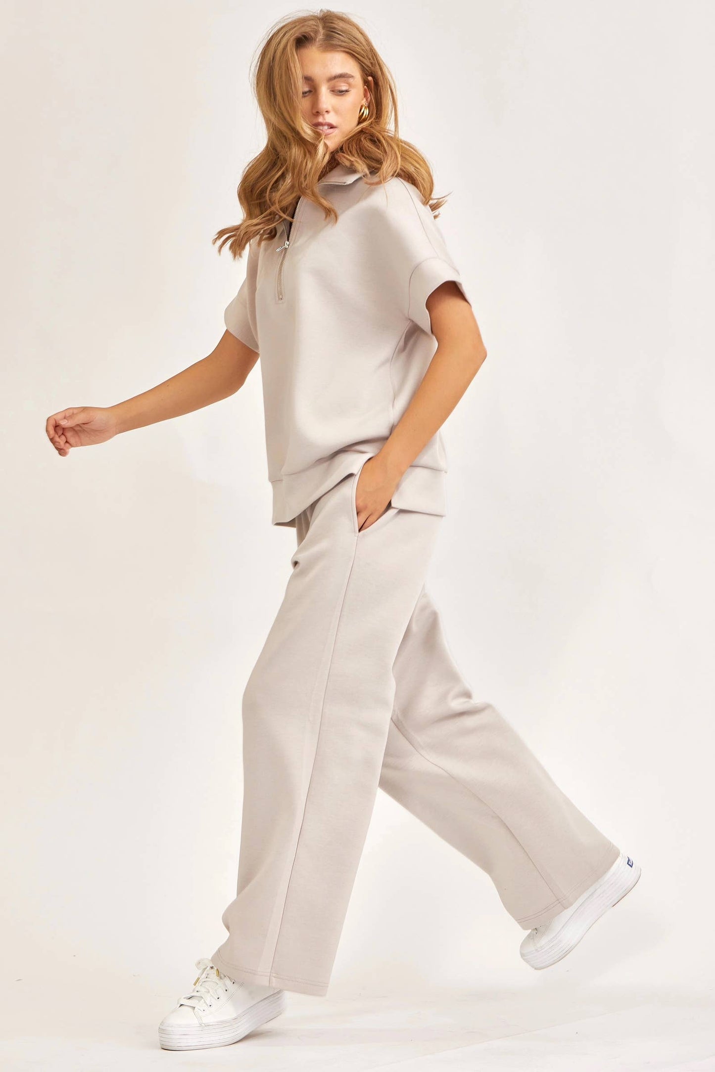 Short Sleeve Quarter Zip + Pants Modal Set