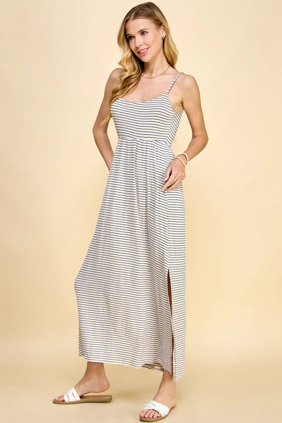 Soft Knit Midi Striped Dress