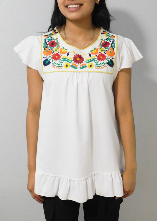 Round Neck Embroidered Top