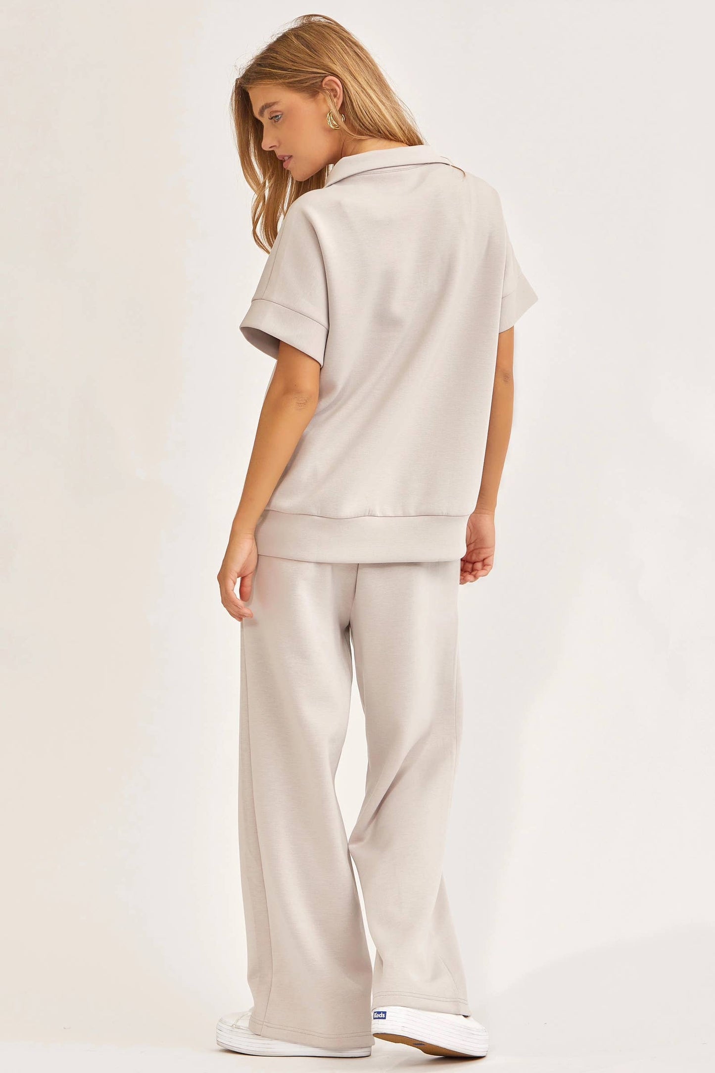 Short Sleeve Quarter Zip + Pants Modal Set