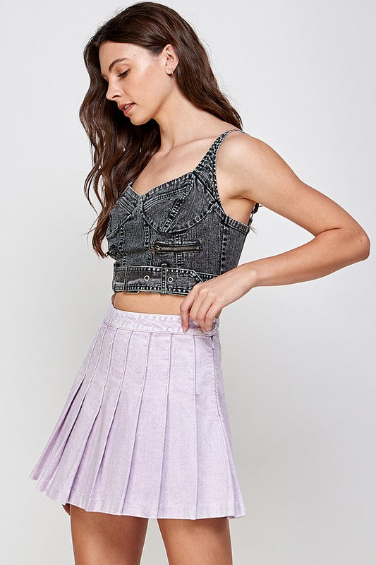 Moto Denim Crop Top