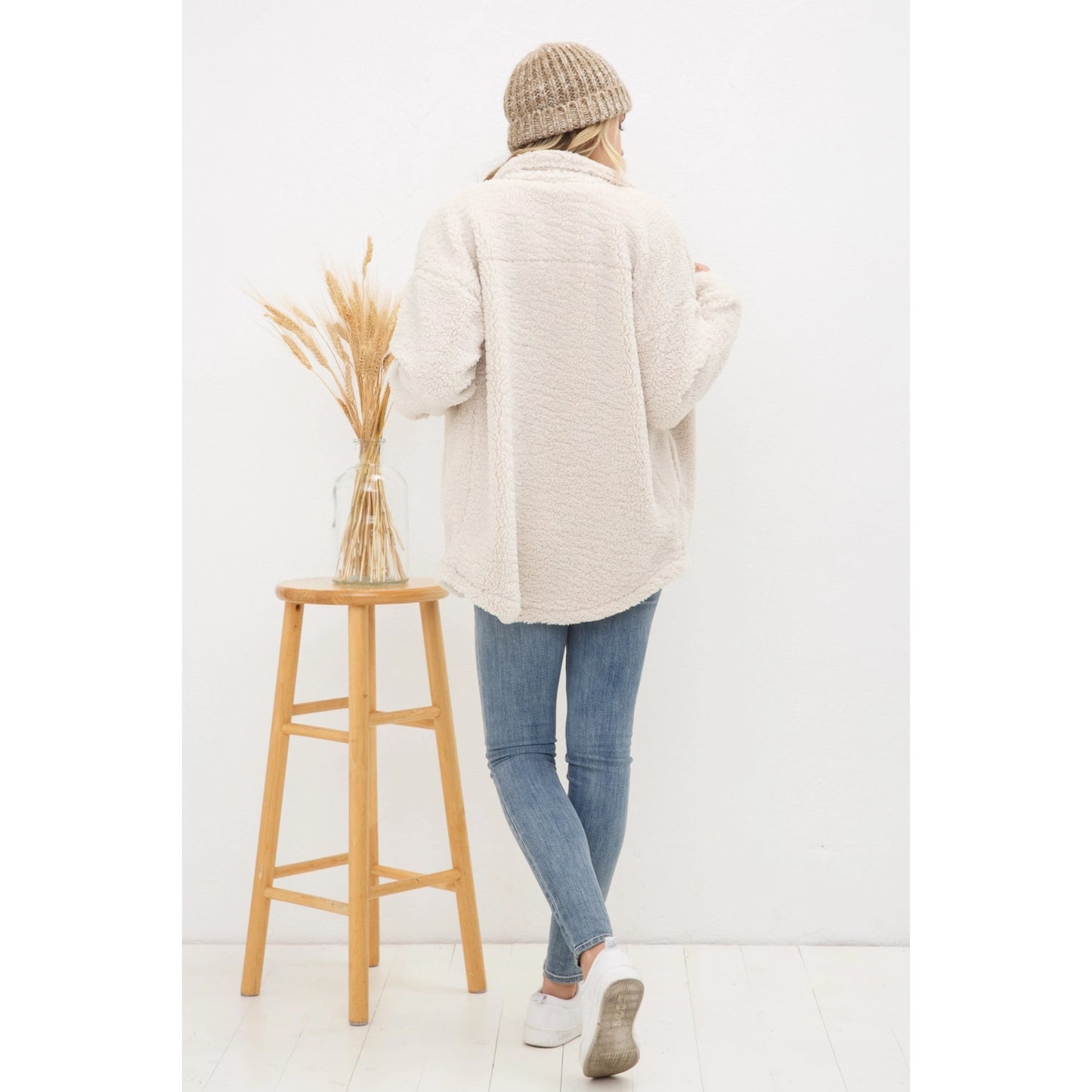 Teddy Sherpa Button Up Long Jacket