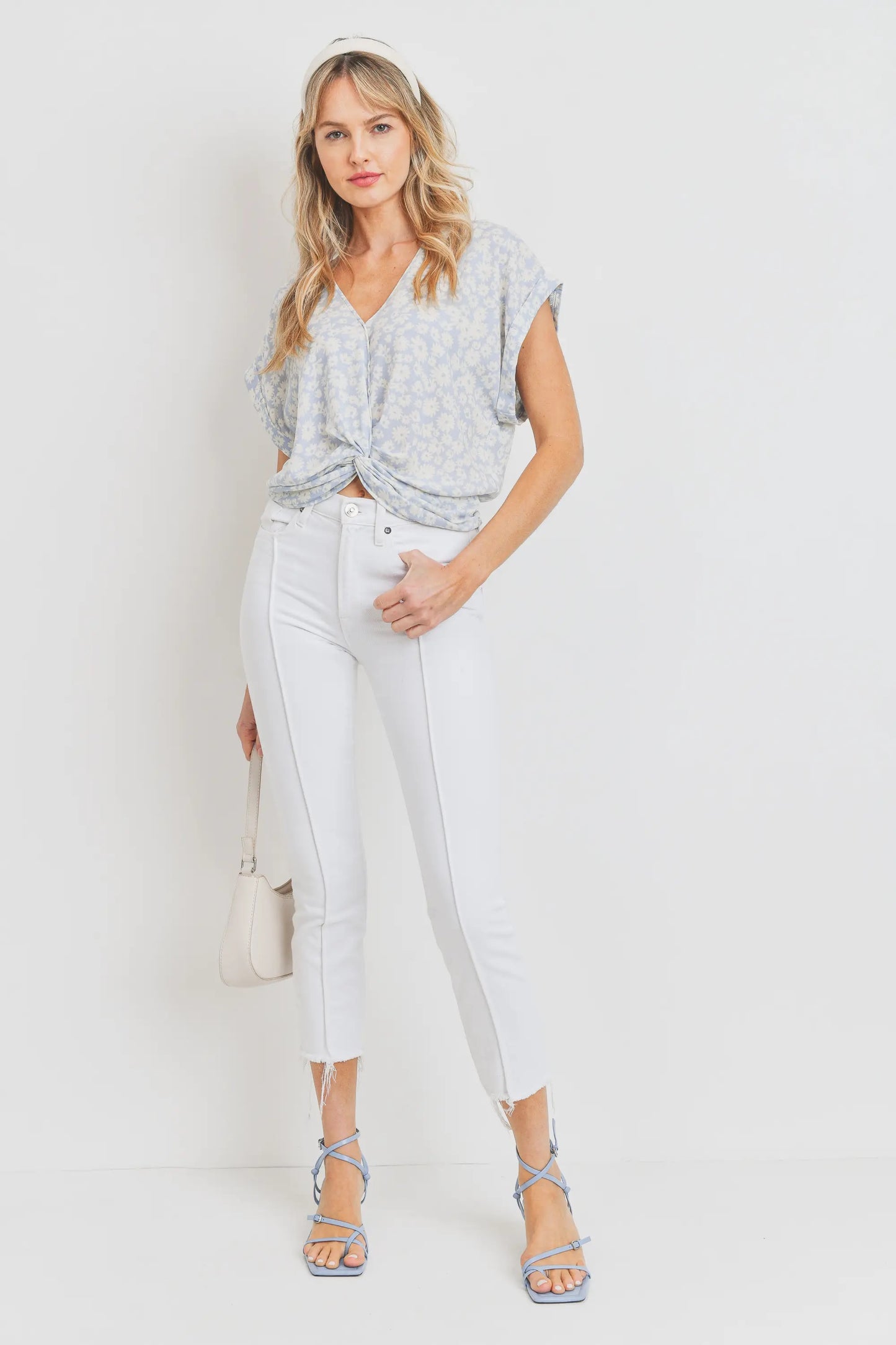 V-Neck Front Twist Blouse