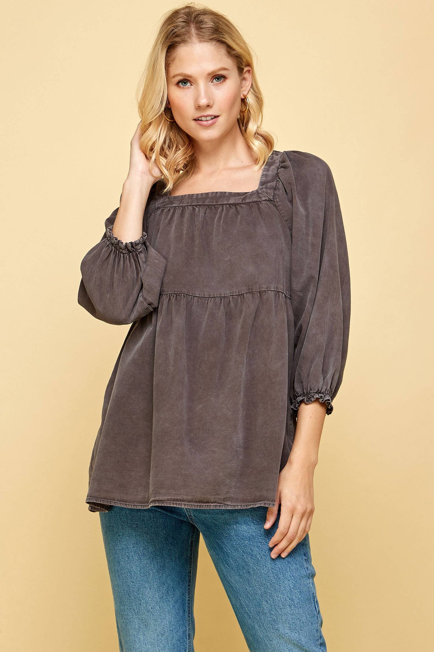 BABYDOLL WASHED DENIM TUNIC