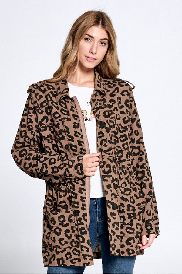 LEOPARD PRINT UTILITY JACKET