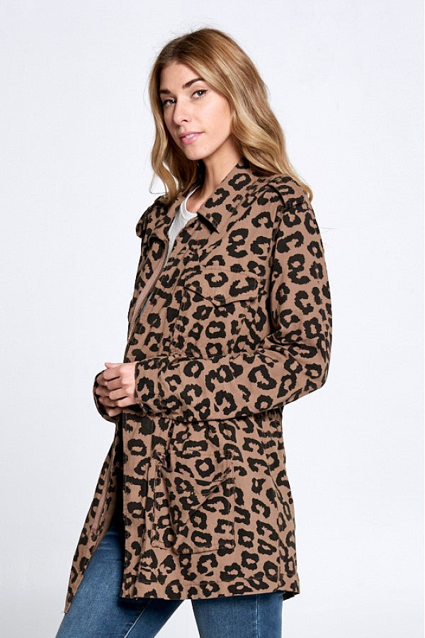 LEOPARD PRINT UTILITY JACKET