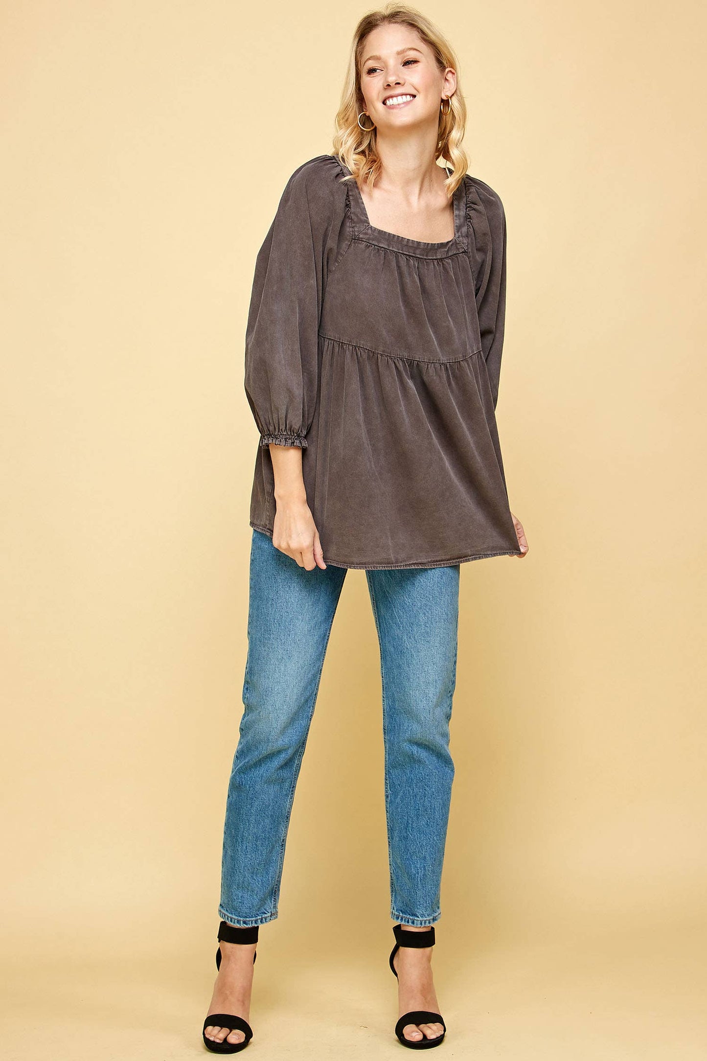 BABYDOLL WASHED DENIM TUNIC