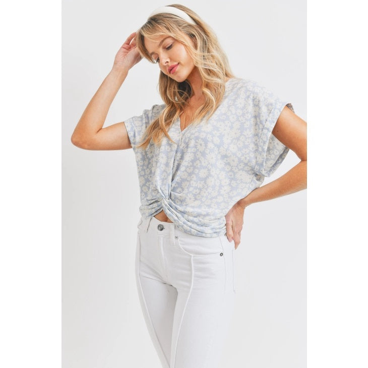 V-Neck Front Twist Blouse