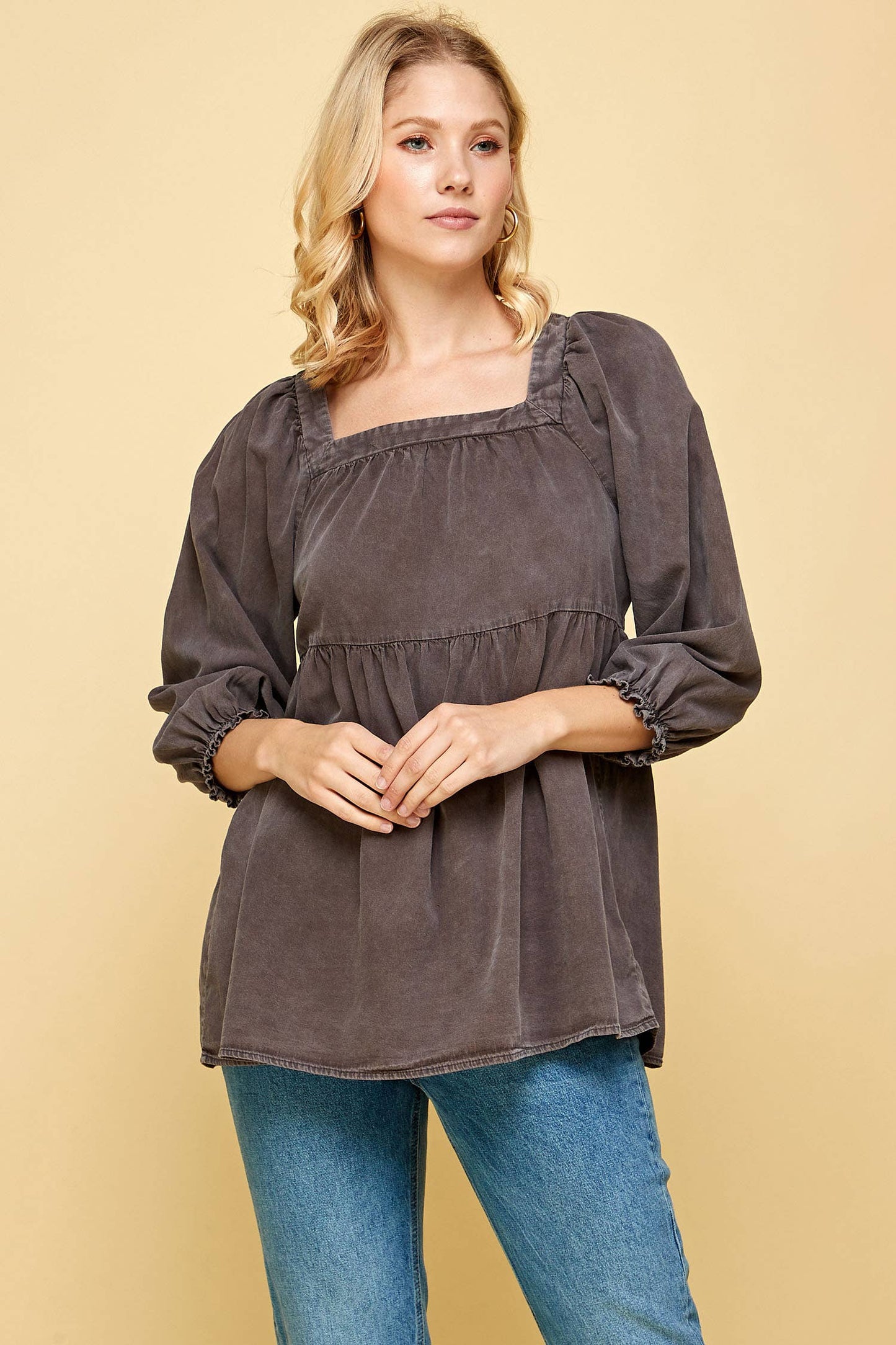 BABYDOLL WASHED DENIM TUNIC