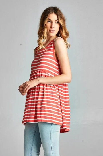 Crossed Back Striped Tank Top