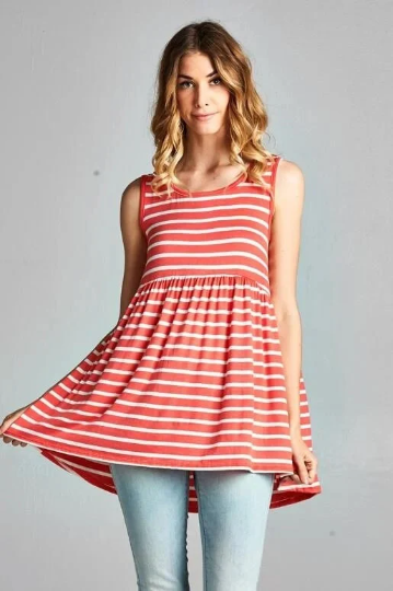 Crossed Back Striped Tank Top