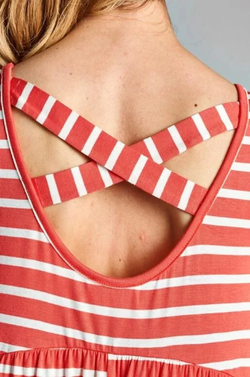 Crossed Back Striped Tank Top