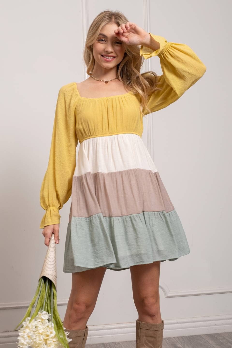 Tiered Color Block Dress