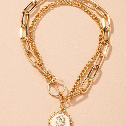 Yara Gold Double Chain Charm Bracelet