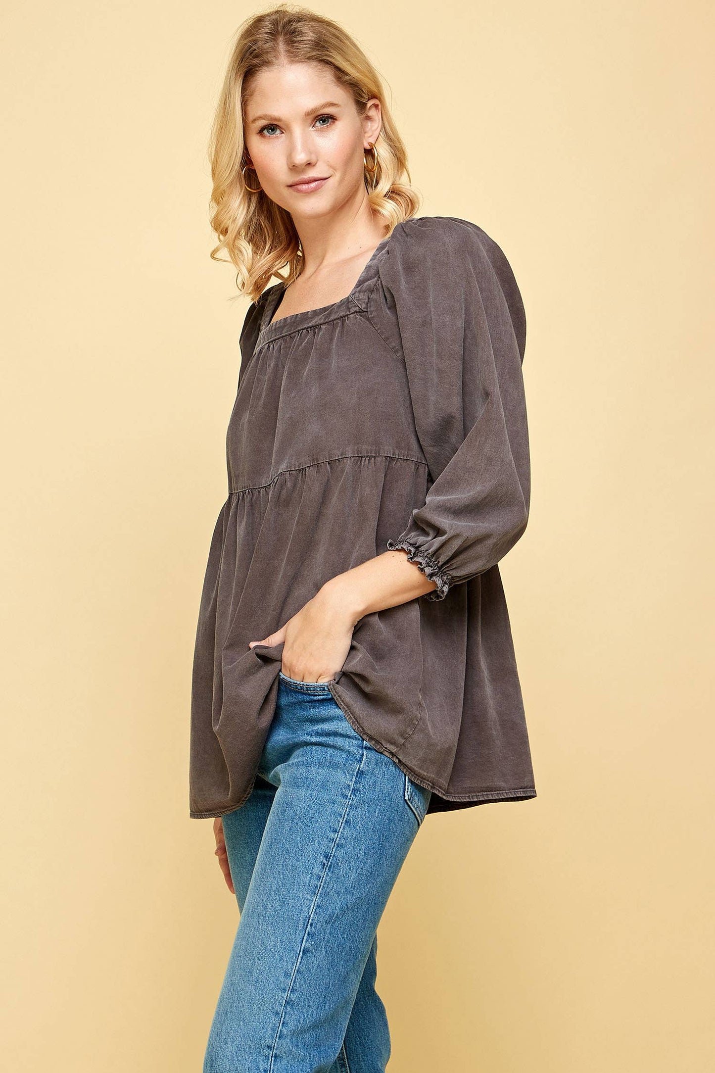 BABYDOLL WASHED DENIM TUNIC