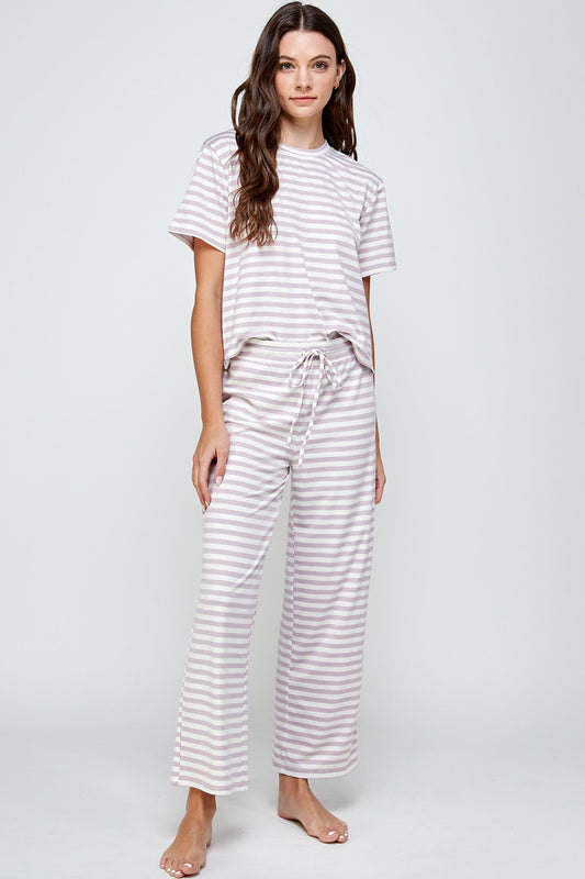 LOUNGE STRIPE SET WITH SHORT SLEEVE